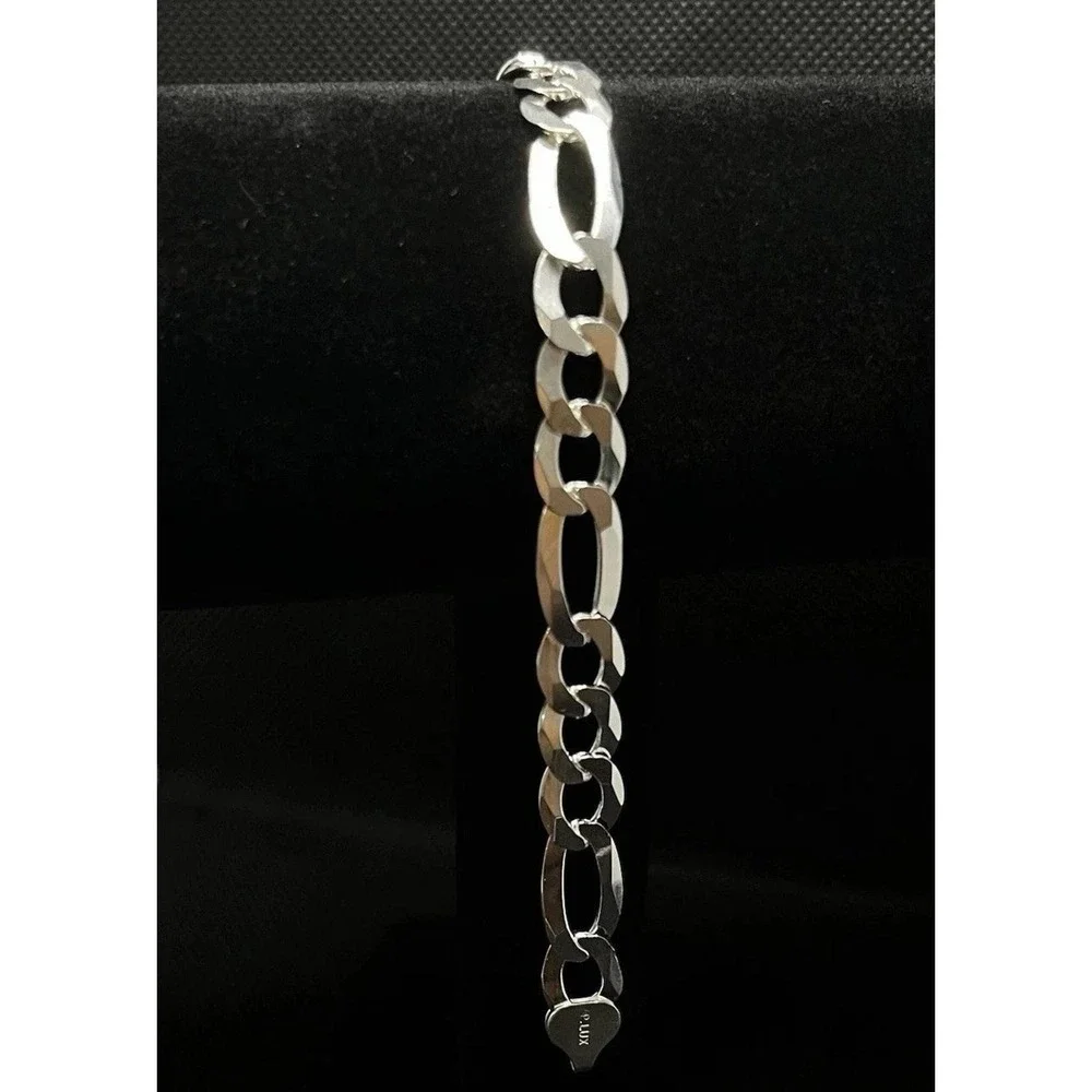 Esclava De Plata 925 Con Tejido Fígaro, 925 Sterling Silver Figaro Bracelet 8 In